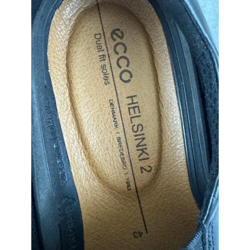 ECCO Helsinki 2 Men Black Leather Apron Toe Oxford Dress Shoes EU 43 US 9-9.5